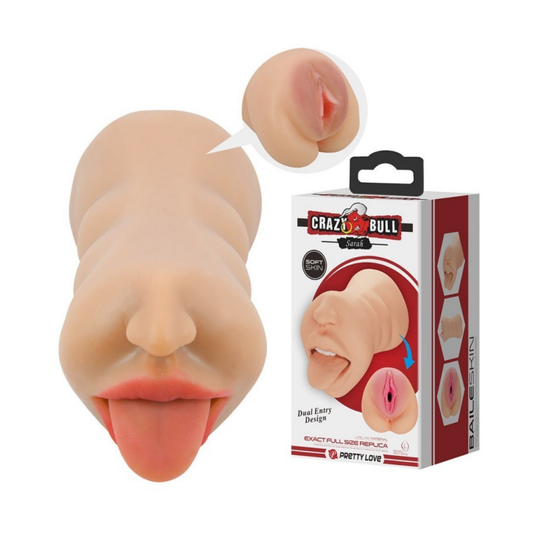 Masturbador Realista Boca y Vagina - Vainilla