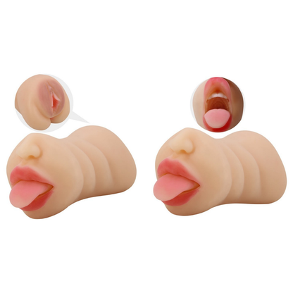 Masturbador Realista Boca y Vagina - Vainilla