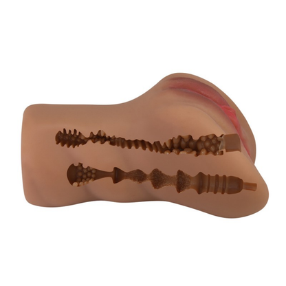 Masturbador Realistico Vagina y Ano - Chocolate